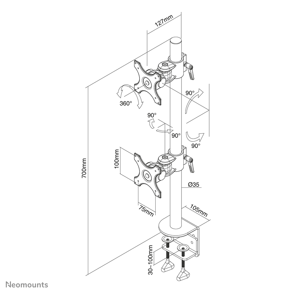 Neomounts FPMA-D700DV Support d'écran à fixer 10-27"